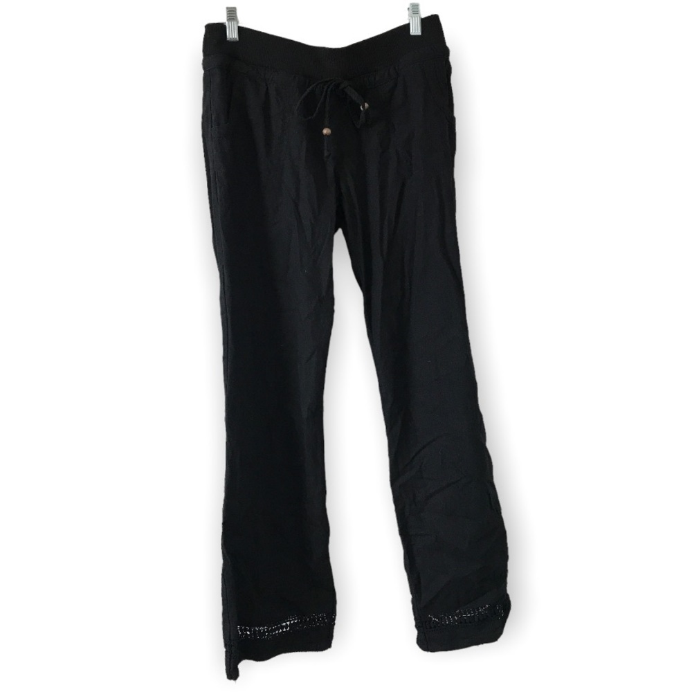 Love tree black linen blend boho pants